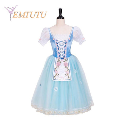 EM1299 EMTUTU Women Girls Professional Ballet Long tutu dress Blue romantic ballet tutu costume Adult ballet Stage Costume La Fille Mal Gardee