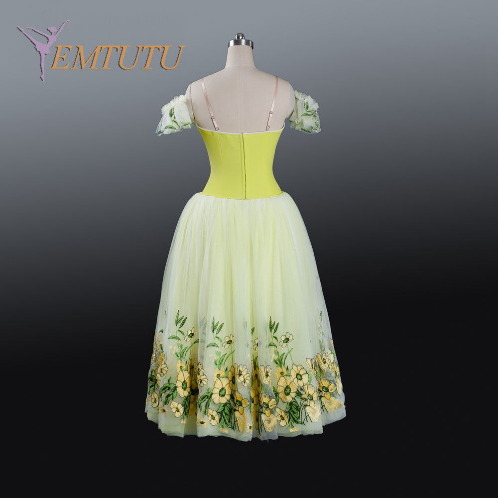 EM1204 EMTUTU girls women adult long tutu floral green classical fairy romantic tutu dress, ballerina long dress professional ballet costume