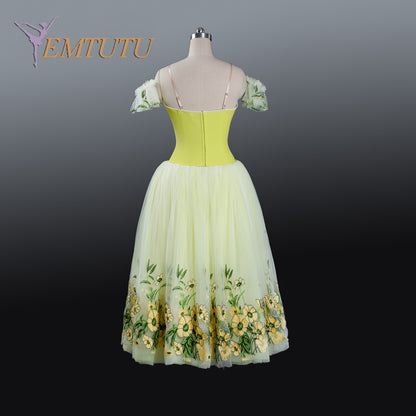 EM1204 EMTUTU girls women adult long tutu floral green classical fairy romantic tutu dress, ballerina long dress professional ballet costume