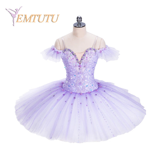EM1355 EMTUTU Adult Professional Ballet Tutu Costume with Wings for Women Lilac Purple Pancake Performance Tutus Girls Custom Made