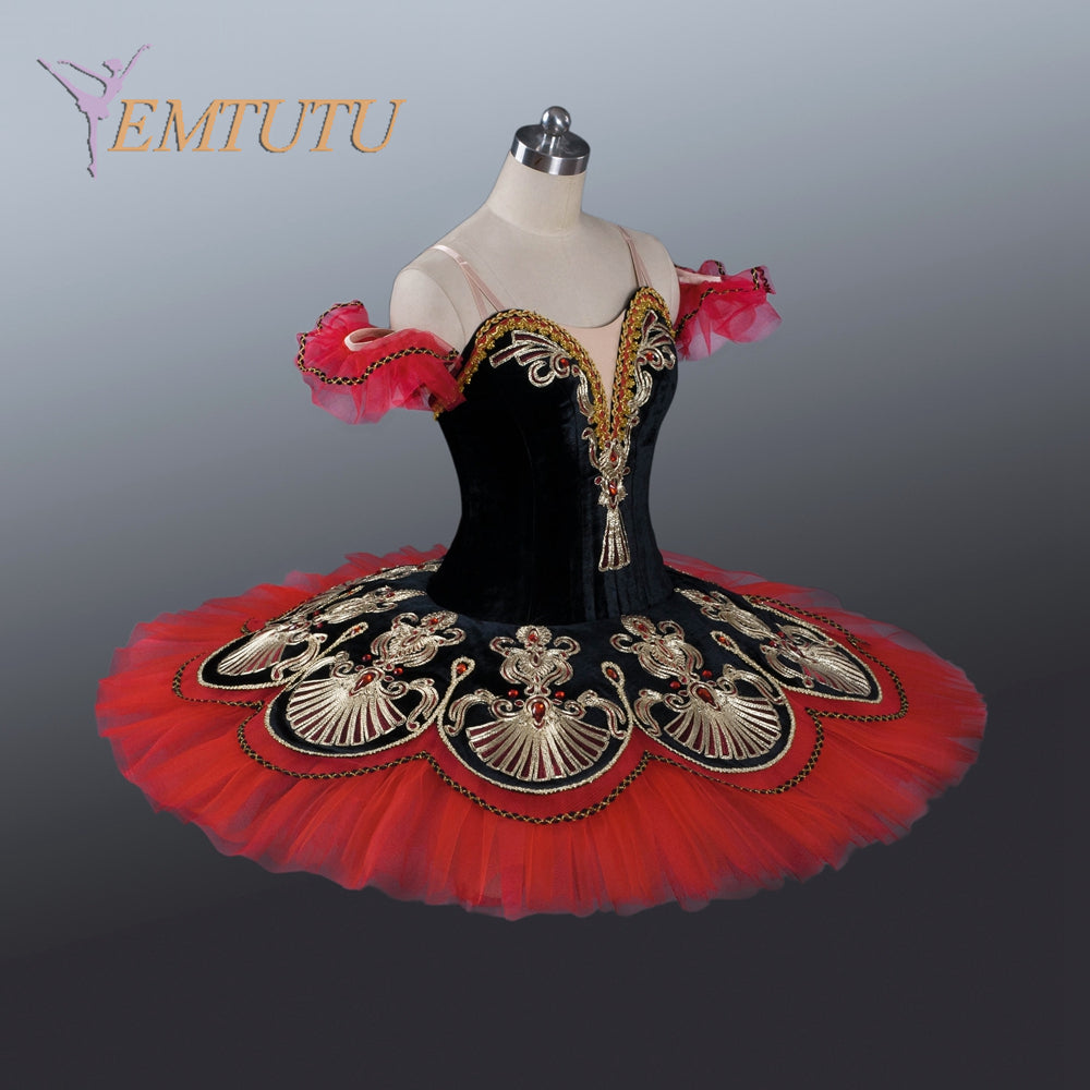 EM1203 EMTUTU adult black red ballet tutu Don Quixote spanish Kitri professional tutus performance professional ballet stage costumes women