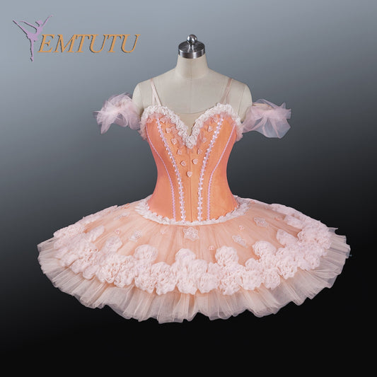 EM1201 EMTUTU adult women professional ballet tutu pink or  white floweres platter classical pancake tutu skirt Performance ballet costumes woman
