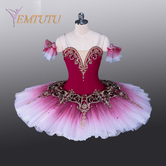 EM1378 EMTUTU Paquita Ombre Mulberry Professional Pancake Ballet Tutu Women Girls Performance Competition Le Corsaire Ballet Stage Costumes