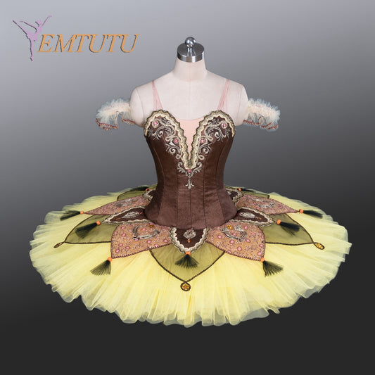 EM1222 EMTUTU Adult Professional Yellow Tutu Ballet Stage Costume Performance Tutus