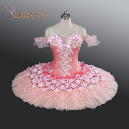 EM1185 EMTUTU Adult Professional Ballet Tutu Pink Dew Drop Performance Tutus Fairy Doll Platter Pancake Tutu Costume Ballet Stage Tutu Ballet