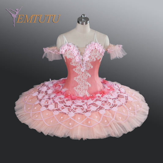 EM1185 EMTUTU Adult Professional Ballet Tutu Pink Dew Drop Performance Tutus Fairy Doll Platter Pancake Tutu Costume Ballet Stage Tutu Ballet