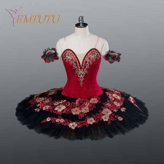 EM1255 EMTUTU Adult Professional Red Black Tutu Ballet Stage Costume Performance Tutus