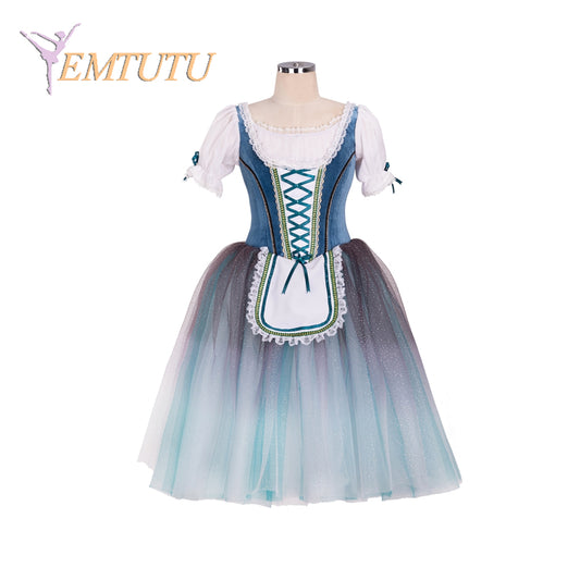 EM1361 EMTUTU Women Adutl Professional Ballet Tutu Costume Giselle Blue White Competition Classical Ballet Long Tutu Dress Giselle Custom Made