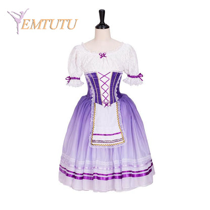 EM1300 EMTUTU Peasant Girl Professional Ballet Long tutu dress Purple White Village Girl ballet tutu costume Adult ballet Stage Costumes
