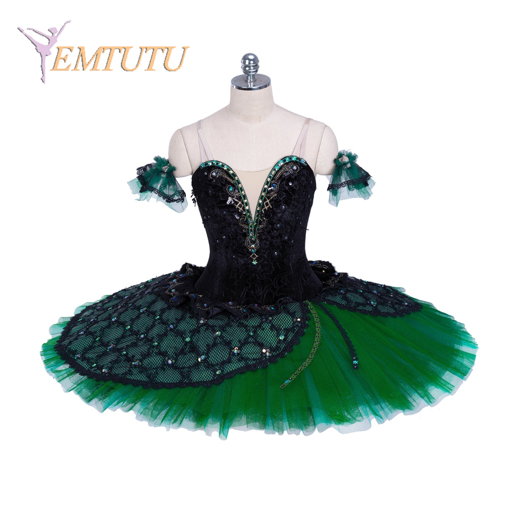 EM1381 EMTUTU Carnival of Venice Professional Ballet Tutu Costume Black Green Women Girls Custom Made Ballet Stage Pancake Tutus Dress