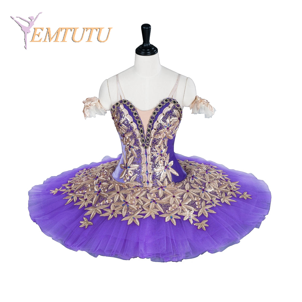 EM1277 EMTUTU Women Professional Ballet Tutus Purple Gold Classical Ballet Stage Performance ballet Tutu Costumes Ballerina Pancake Tutu Skirt