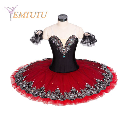 EM1367 EMTUTU Professional Ballet Stage Tutus Esmeralda Black Red Women Platter Pancake Tutu Costume Don Quixote Tutu