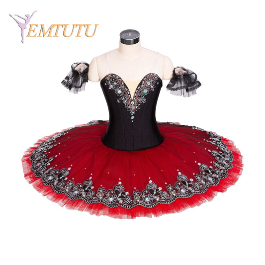 EM1367 EMTUTU Professional Ballet Stage Tutus Esmeralda Black Red Women Platter Pancake Tutu Costume Don Quixote Tutu