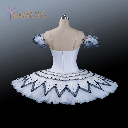 EM1200 EMTUTU Adult Professional Ballet Tutu White Black Harlequin Tutu Dulcinea Variation Ballet Costume Pancake Classical Ballet Tutus Women