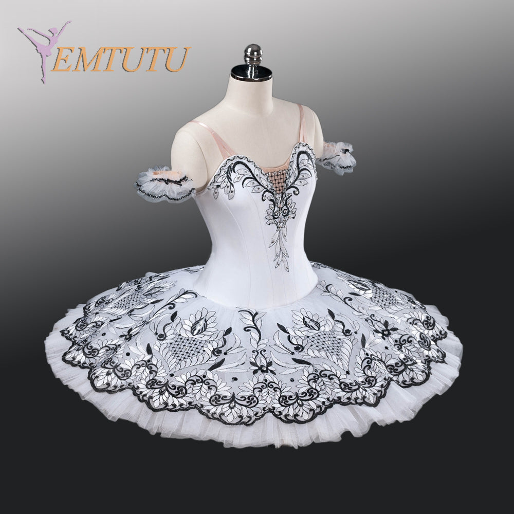 EM1250 EMTUTU Adult Professional Ballet Tutu White Black Women Ballet Stage Costumes Competition Classical Tutus Pancake Tutu Skirt
