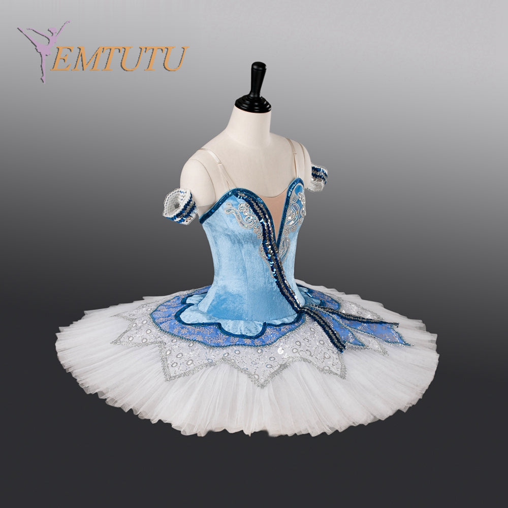 EM1276 EMTUTU Adult professional ballet tutu blue white Flames of Paris women ballet stage tutu costume performance pancake tutu
