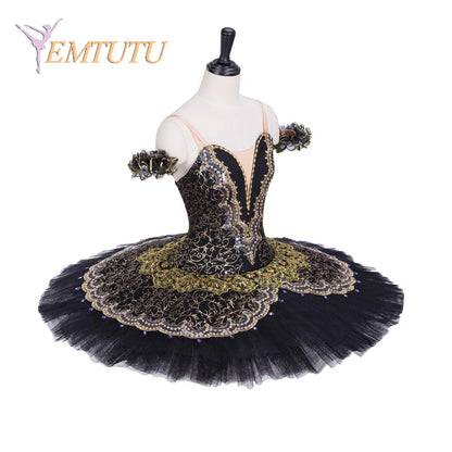 EM1056 EMTUTU Women Girls Professional Ballet Tutu  Black Golden Ballet Pancake Tutu Performance Classical Ballet Tutu