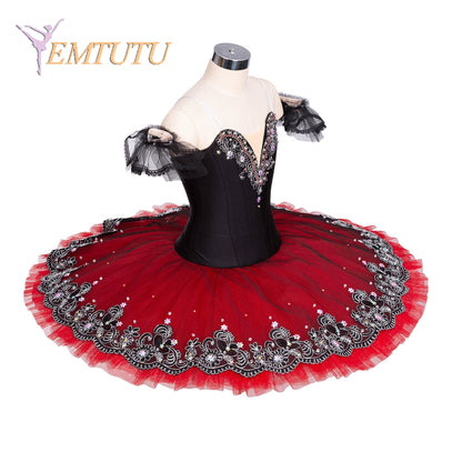 EM1367 EMTUTU Professional Ballet Stage Tutus Esmeralda Black Red Women Platter Pancake Tutu Costume Don Quixote Tutu