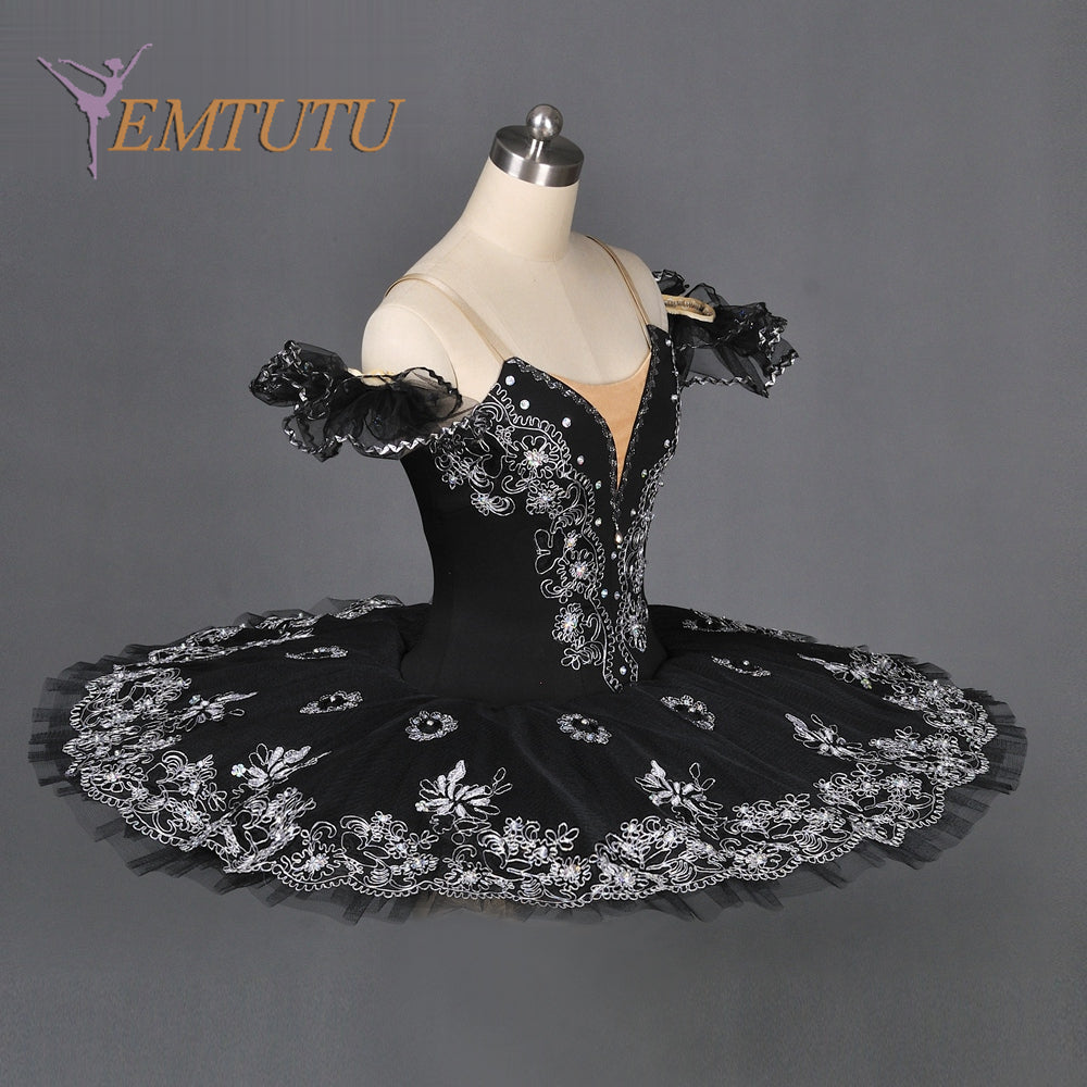 EM1055  EMTUTU Women professional ballet tutu Black Swan Tutus competition ballerina ballet stage costume Concert Performance pancake tutus
