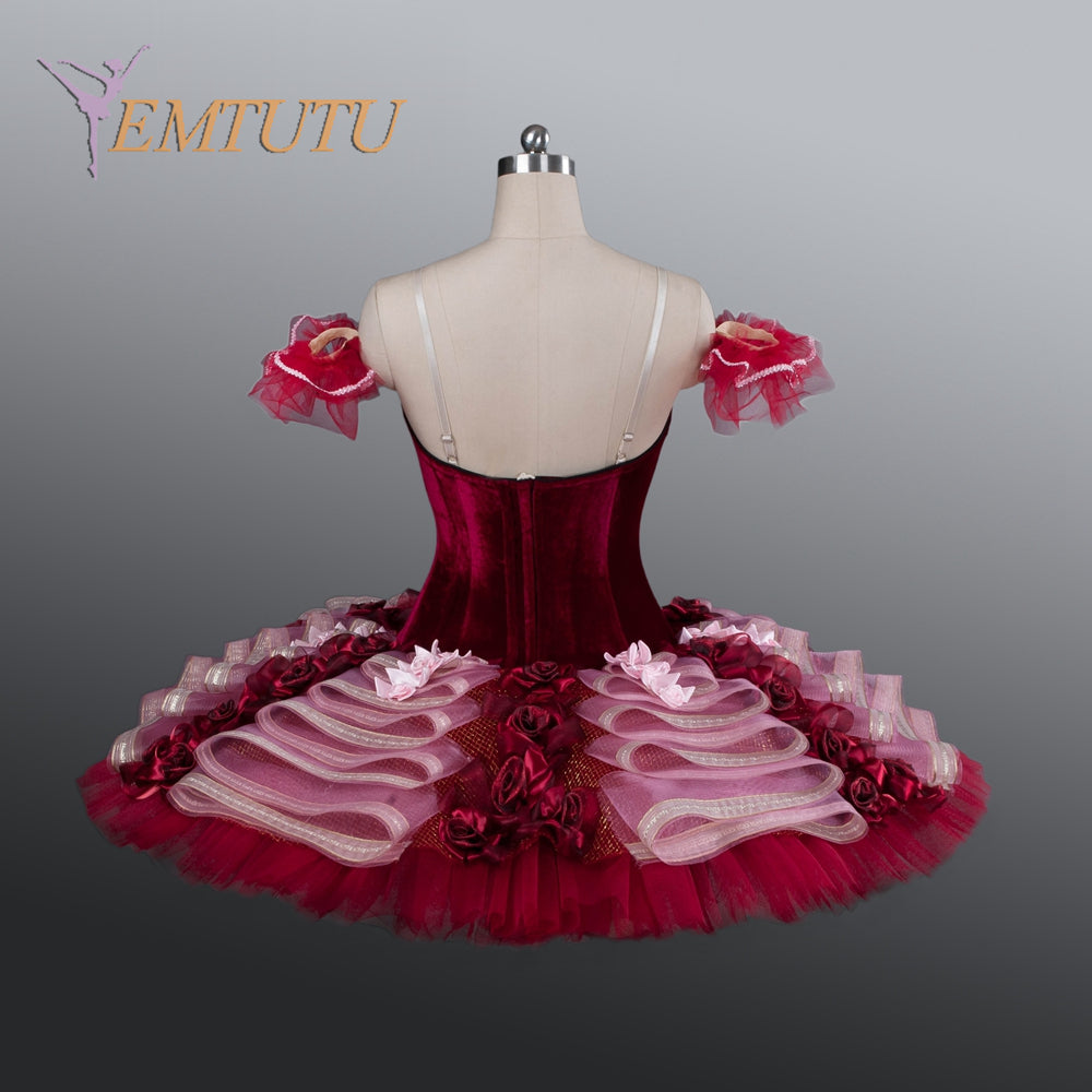 EM1184 EMTUTU Adult Professional Ballet Tutus Burgundy Red Performance Classical Ballet Tutu Ballerina Pancake Ballet Tutu ballet Costume