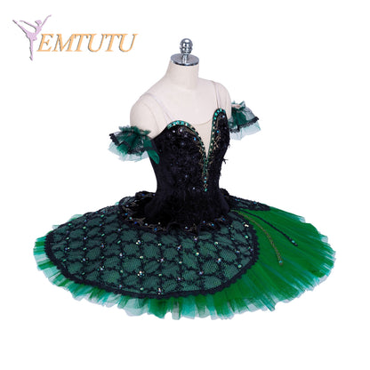 EM1381 EMTUTU Carnival of Venice Professional Ballet Tutu Costume Black Green Women Girls Custom Made Ballet Stage Pancake Tutus Dress