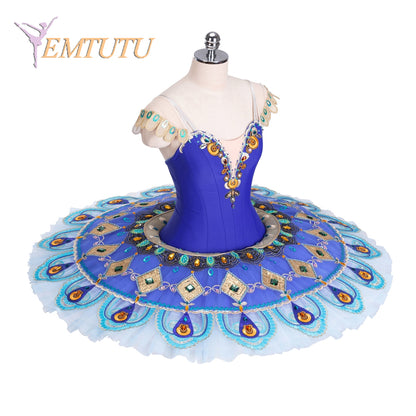 EM1362 EMTUTU La Fille De Pharaon Professional Ballet Pancake Tutu Royal Blue Gold Women Girls YAGP Ballet Stage Costume Custom Made