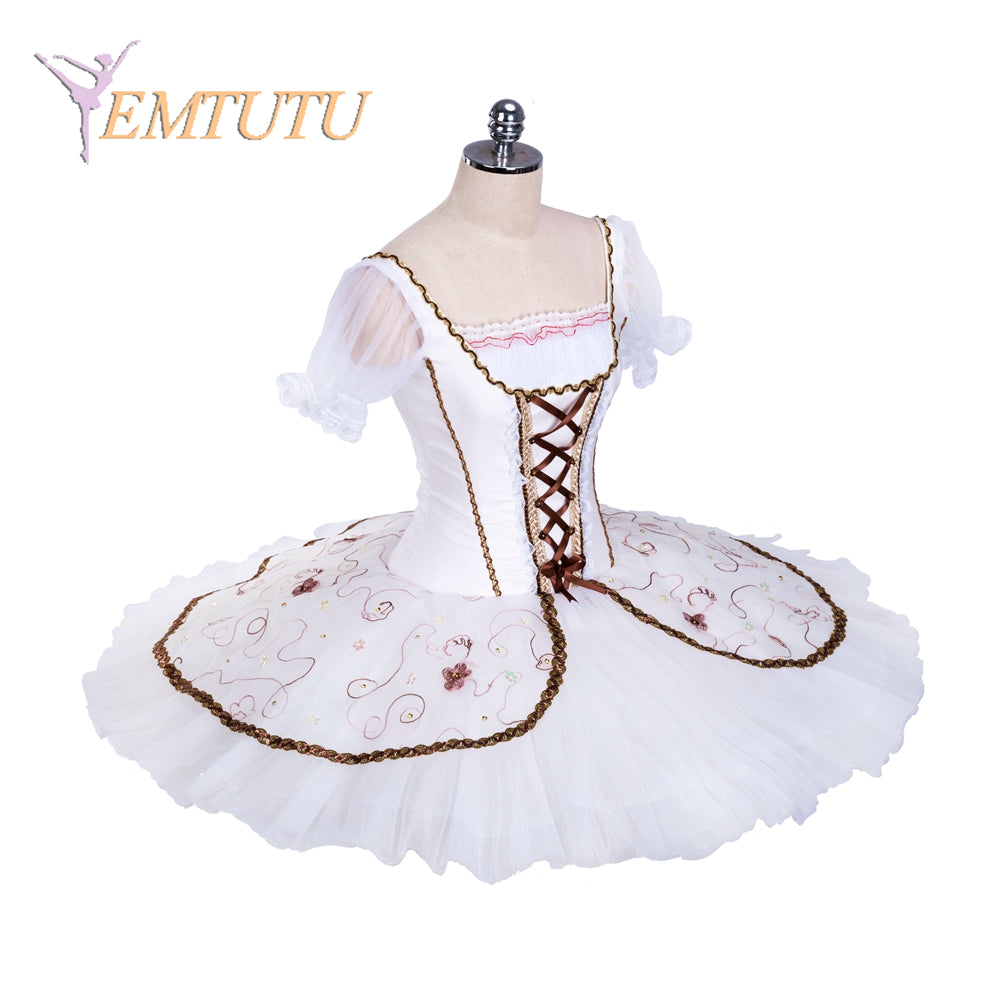 EM1380 EMTUTU Women Girls Professional Ballet Tutu Coopelia Ballet Pancake Tutu Performance Classical Ballet Tutu Short Sleeves