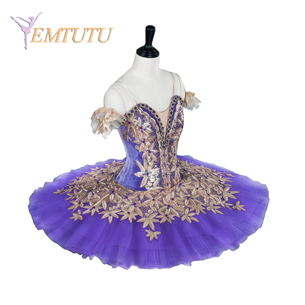 EM1277 EMTUTU Women Professional Ballet Tutus Purple Gold Classical Ballet Stage Performance ballet Tutu Costumes Ballerina Pancake Tutu Skirt