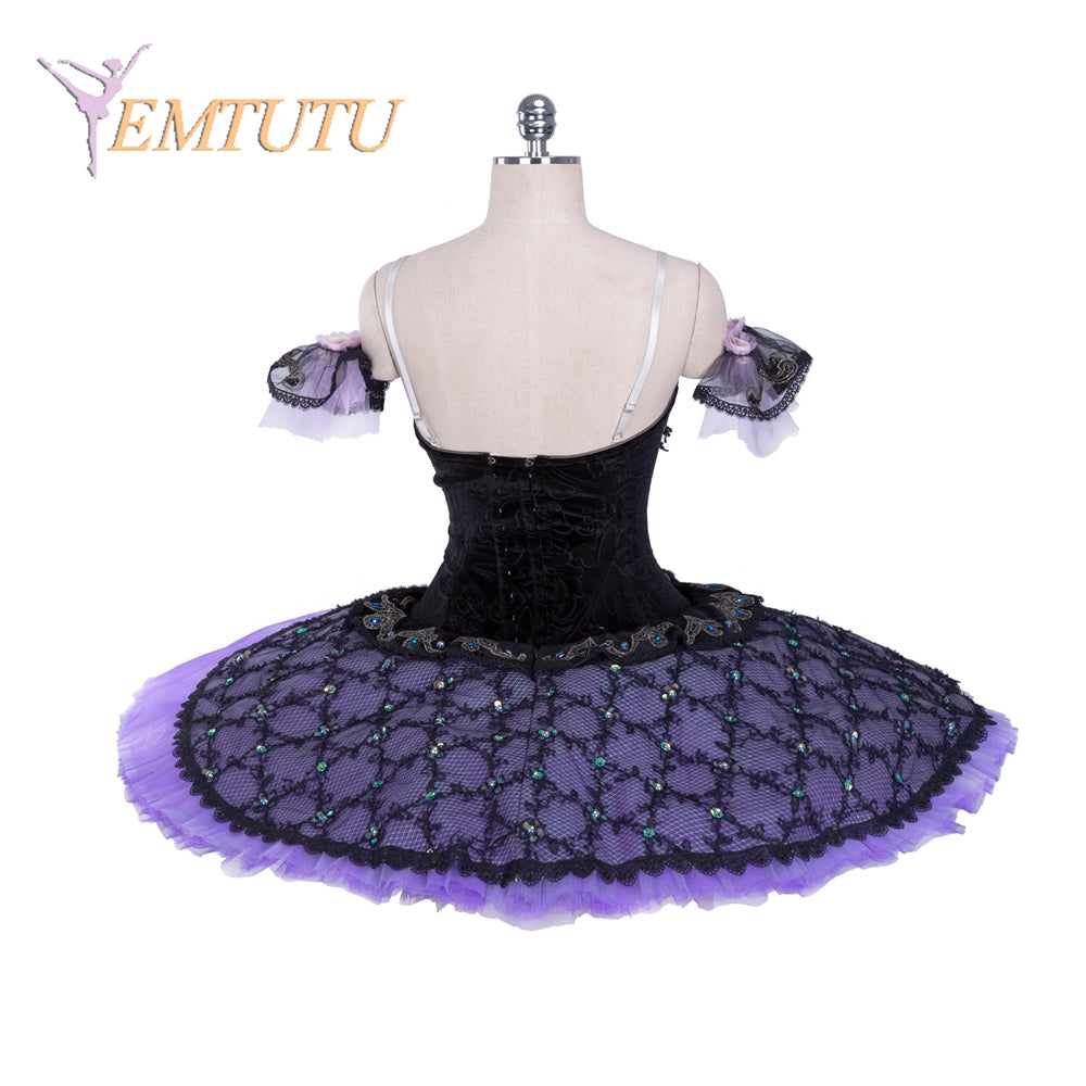 EM1374 EMTUTU Black Purple Professional Ballet Tutu Costume Satanella Variation Women Girls Custom Made Ballet Stage Pancake Tutus