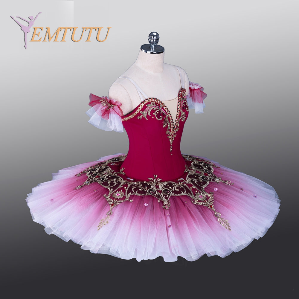 EM1378 EMTUTU Paquita Ombre Mulberry Professional Pancake Ballet Tutu Women Girls Performance Competition Le Corsaire Ballet Stage Costumes
