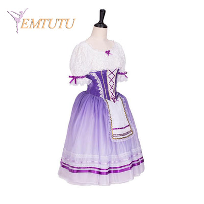 EM1300 EMTUTU Peasant Girl Professional Ballet Long tutu dress Purple White Village Girl ballet tutu costume Adult ballet Stage Costumes