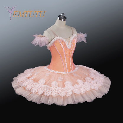 EM1201 EMTUTU adult women professional ballet tutu pink or  white floweres platter classical pancake tutu skirt Performance ballet costumes woman