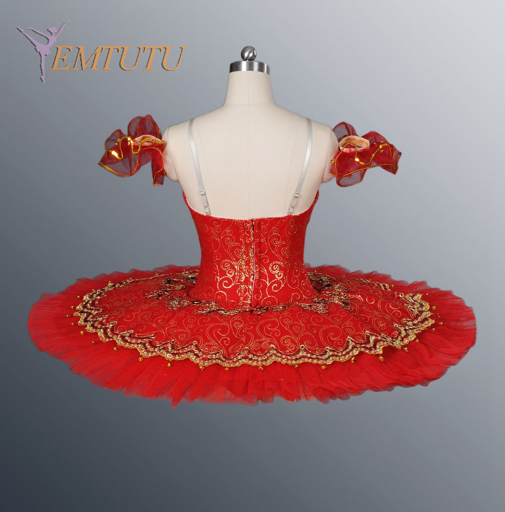 EM1057B EMTUTU Red Adult Professional Ballet Tutu Women Performance Pancake Tutu Skirt Ballet Stage Tutu Costume