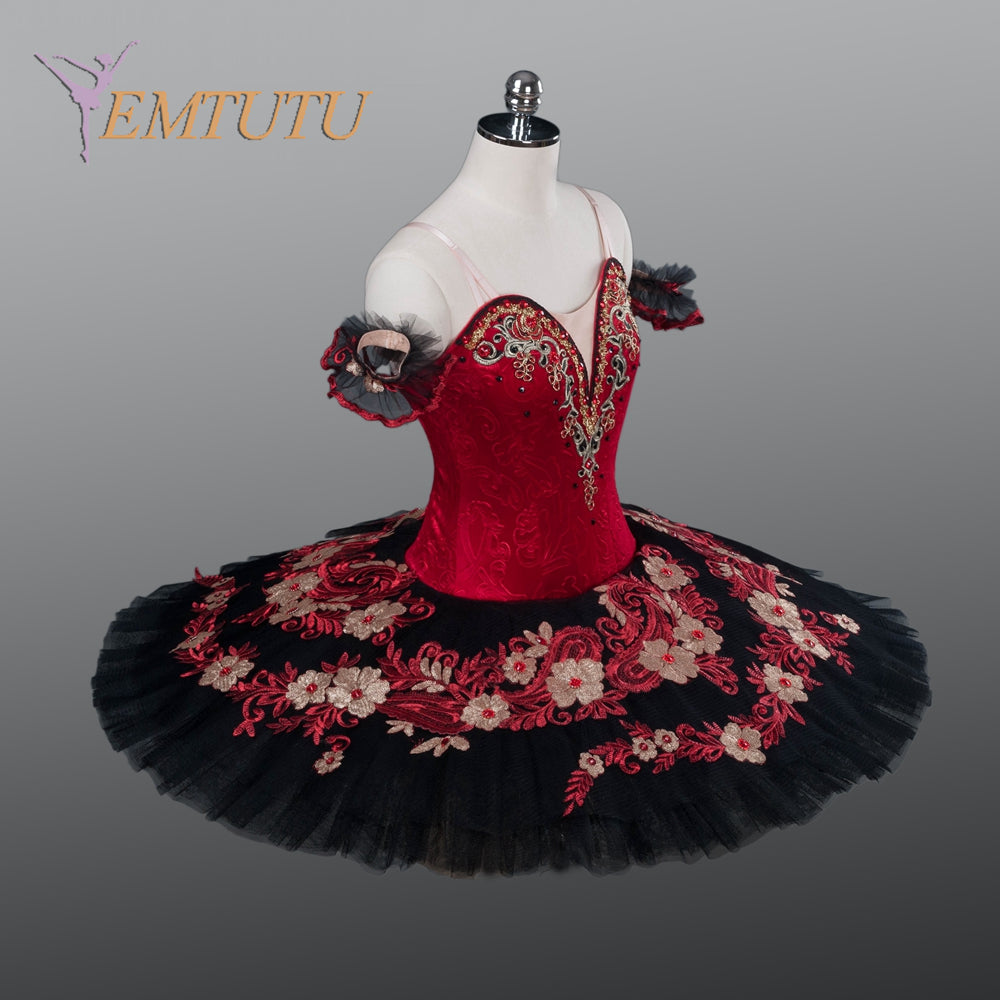 EM1255 EMTUTU Adult Professional Red Black Tutu Ballet Stage Costume Performance Tutus