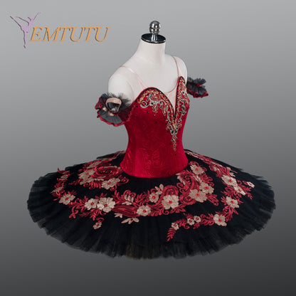 EM1255 EMTUTU Adult Professional Red Black Tutu Ballet Stage Costume Performance Tutus