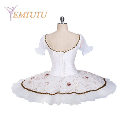 EM1380 EMTUTU Women Girls Professional Ballet Tutu Coopelia Ballet Pancake Tutu Performance Classical Ballet Tutu Short Sleeves
