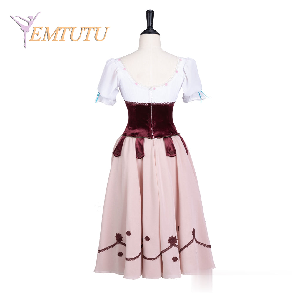 EM1373 EMTUTU Coppelia Professional Ballet Long Tutu Brown White Women Adult Ballet Performance Costume Long Dress Chiffon Custom Made
