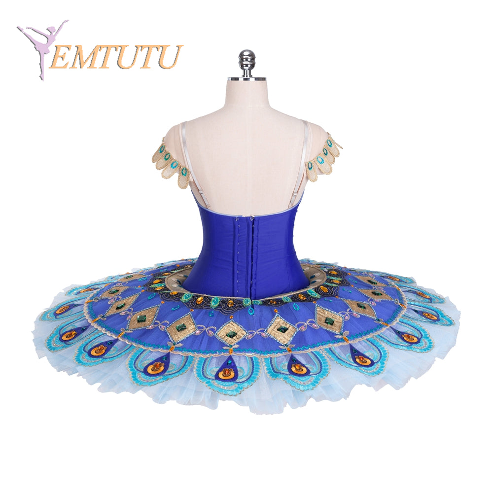 EM1362 EMTUTU La Fille De Pharaon Professional Ballet Pancake Tutu Royal Blue Gold Women Girls YAGP Ballet Stage Costume Custom Made
