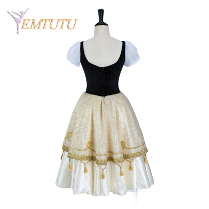 EM1349 EMTUTU Professional Ballet Tutu Dress Black Gold Paquita Variation Competition Performance Giselle Ballet Long Tutus Women