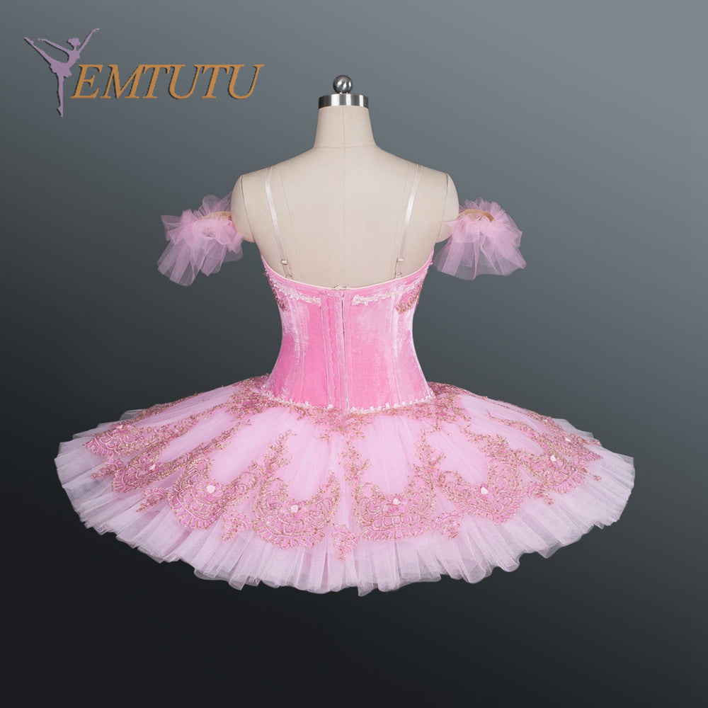 EM1177  EMTUTU Adult Pink Gold Professional Ballet Tutu Women Nutcracker Platter Pancake Ballet Tutu Dress Classical Ballet Performance Costume