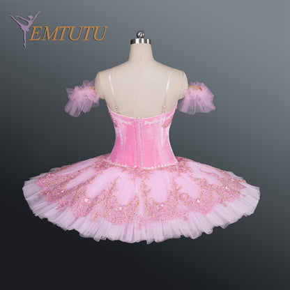 EM1177  EMTUTU Adult Pink Gold Professional Ballet Tutu Women Nutcracker Platter Pancake Ballet Tutu Dress Classical Ballet Performance Costume