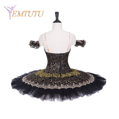 EM1056 EMTUTU Women Girls Professional Ballet Tutu  Black Golden Ballet Pancake Tutu Performance Classical Ballet Tutu