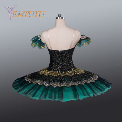 EM1056A EMTUTU Deep Green Adult Professional Ballet Tutu Women Performance Pancake Tutu Skirt  Ballet Stage Tutu Costume