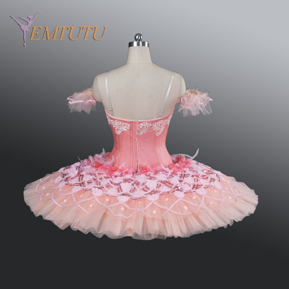 EM1185 EMTUTU Adult Professional Ballet Tutu Pink Dew Drop Performance Tutus Fairy Doll Platter Pancake Tutu Costume Ballet Stage Tutu Ballet