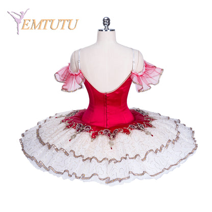 EM1359 EMTUTU Paquita Professional Ballet Tutu Dress Red Gold Esmeralda Competition Performance Giselle Ballet Stage Pancake Tutus Women