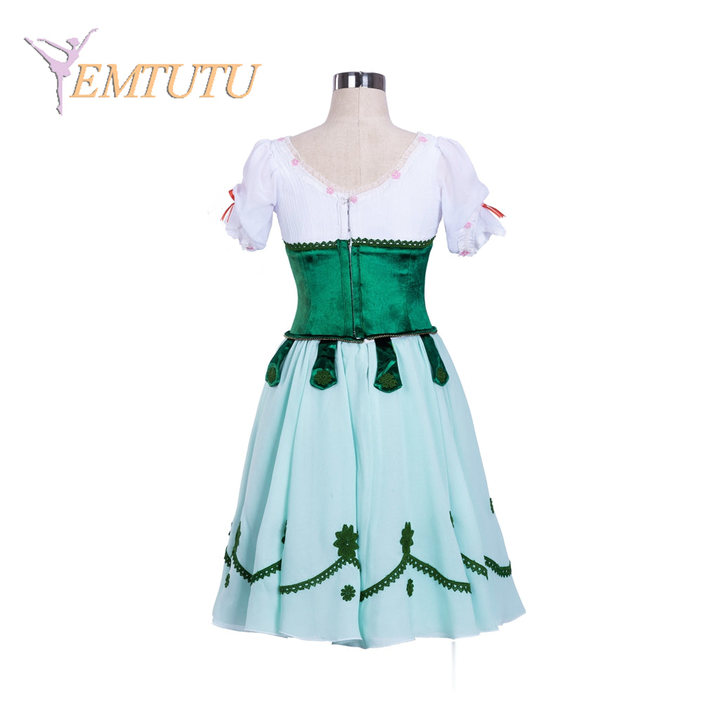 EM1377 EMTUTU Professional Ballet Long Tutu Green White Coppelia Solo  Women Adult Ballet Performance Costume Long Dress Custom Made