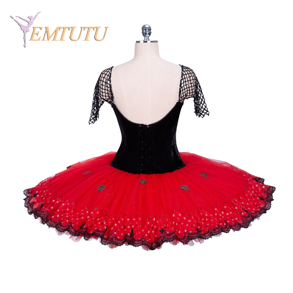 EM1368 EMTUTU Red Black Spanish Style Professional Ballet Tutu Costume Women Girls Custom Made Pancake Ballet Tutu Dress Don Quixote