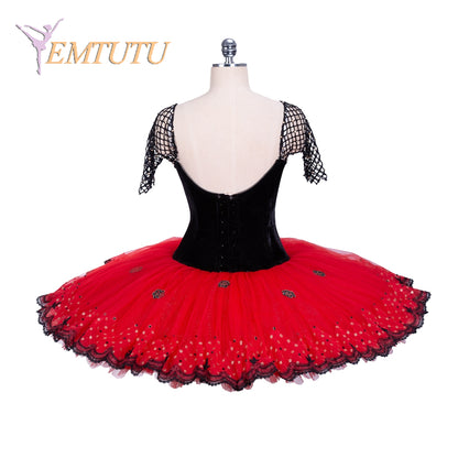 EM1368 EMTUTU Red Black Spanish Style Professional Ballet Tutu Costume Women Girls Custom Made Pancake Ballet Tutu Dress Don Quixote