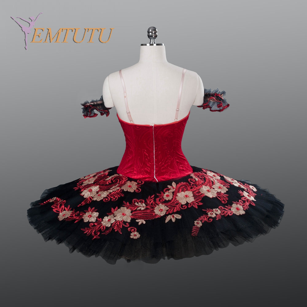 EM1255 EMTUTU Adult Professional Red Black Tutu Ballet Stage Costume Performance Tutus