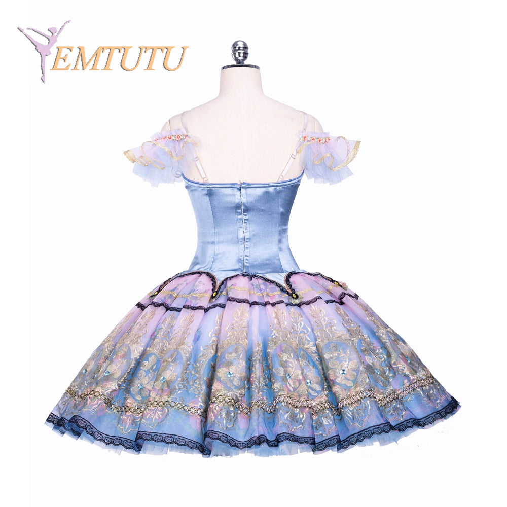 EM1383 EMTUTU Adult and Girls Professional Ballet Tutu Costume Blue Pink Paquita Pancake Tutu Performance Bell Shape Tutu